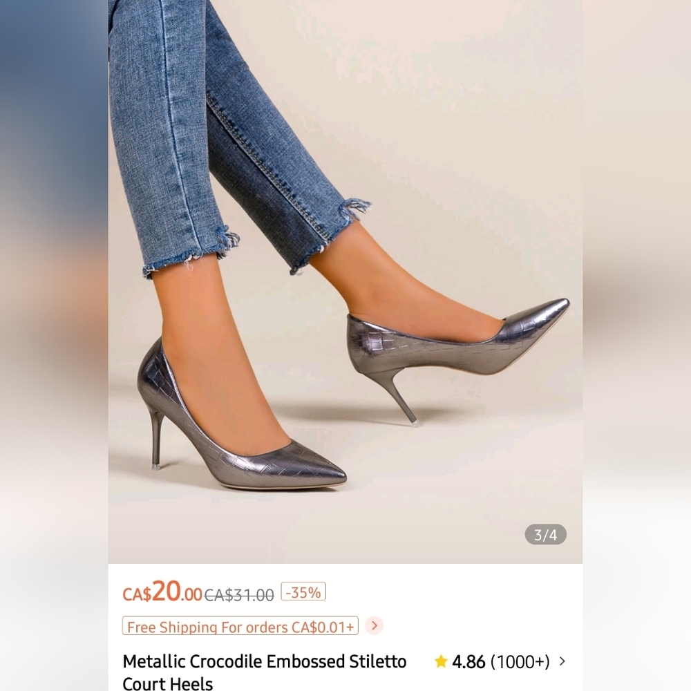 2/22$ - NWOT - Metallic Silver Stiletto Heels